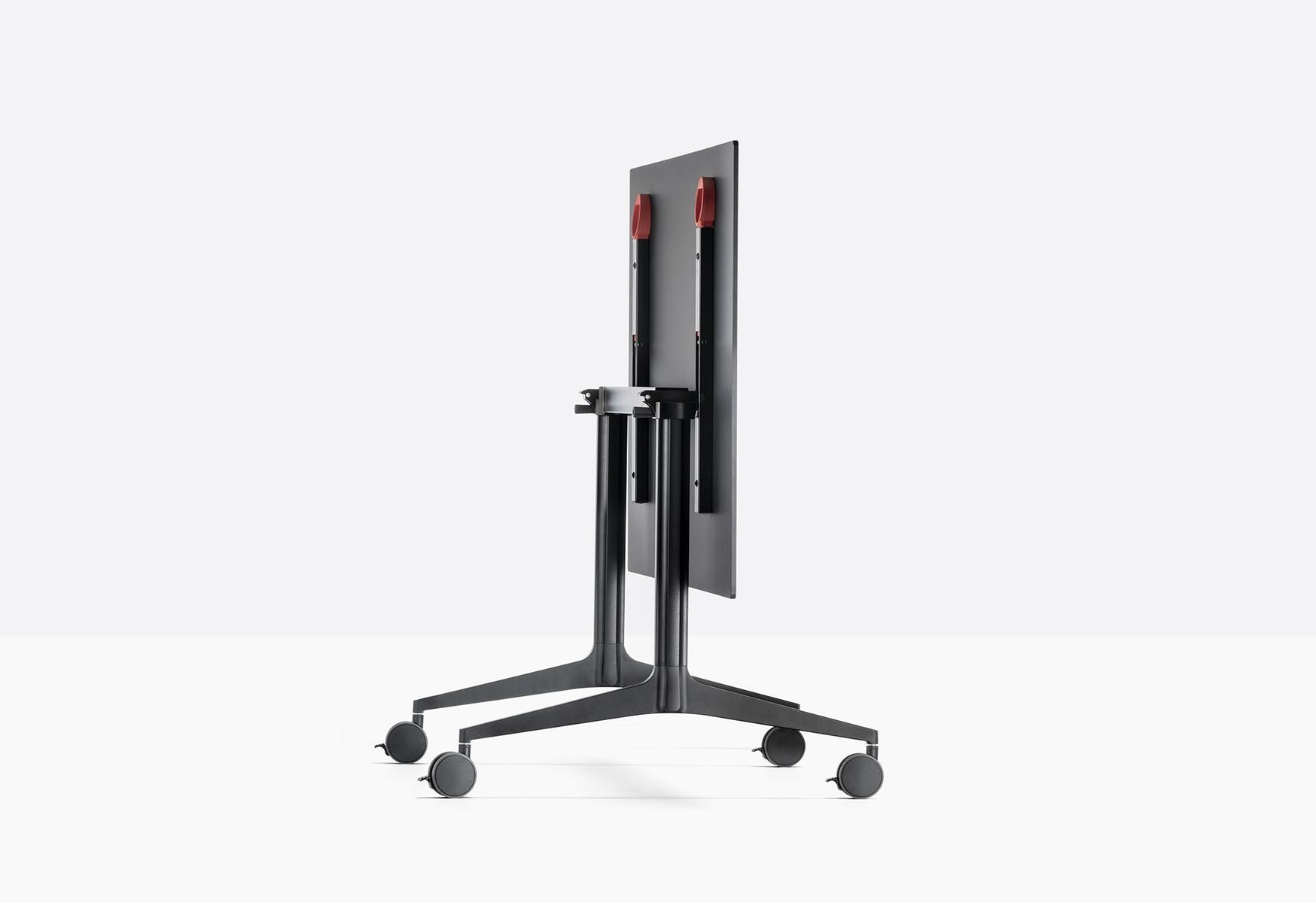 YPSILON TILTING Folding rectangular metal table with casters