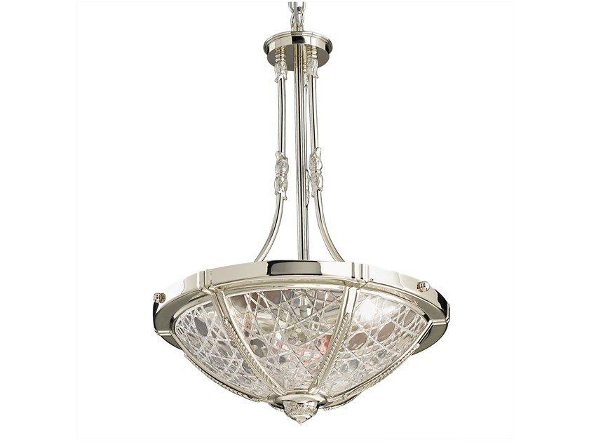 LEONARDO 1893/3-C Polish nickel chandelier with crystal