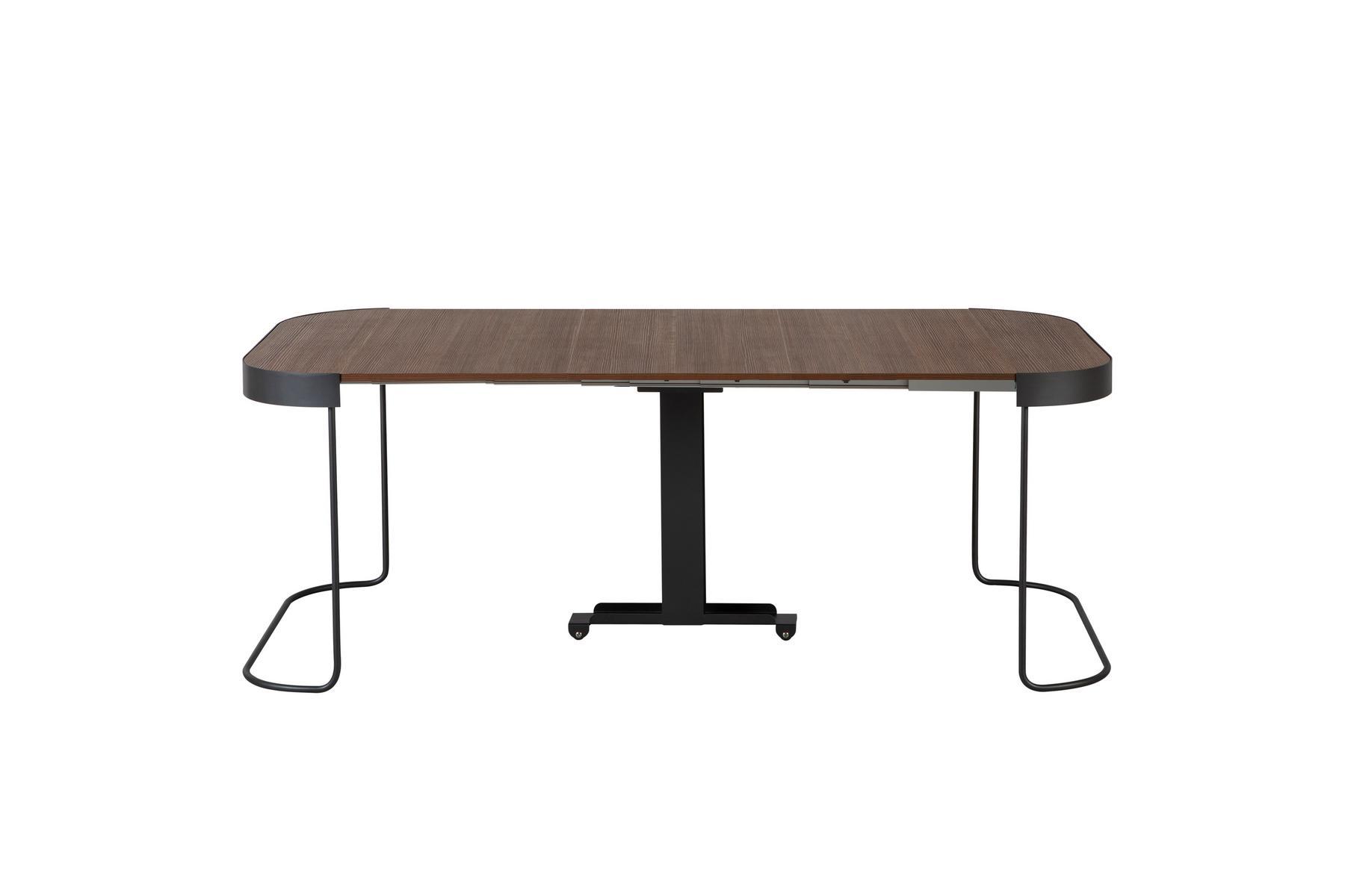 CORA Extendable oval console in walnut and steel base