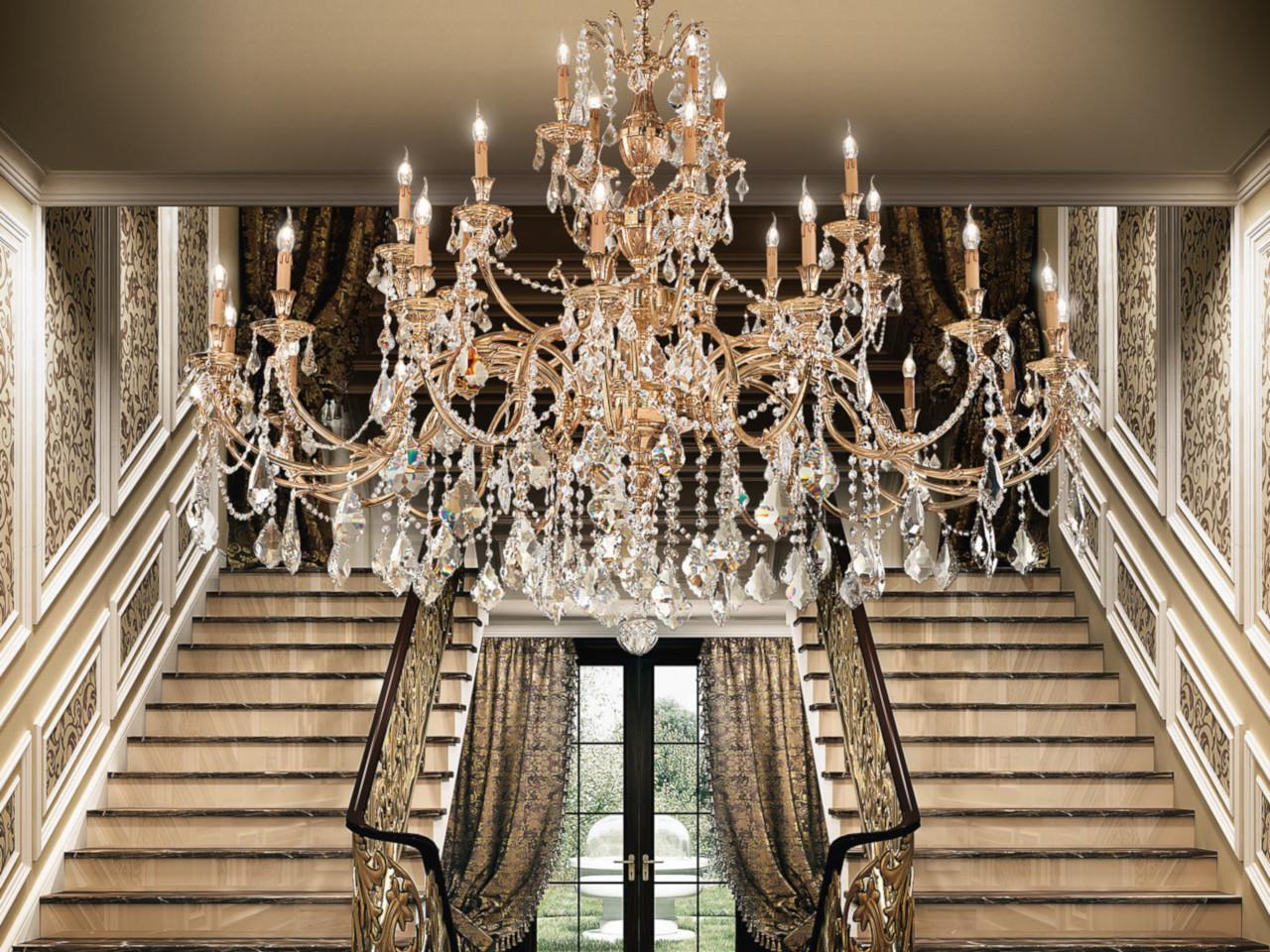 WINDSOR 888/28D2-SH/P French Gold chandelier with Schoeler crystals