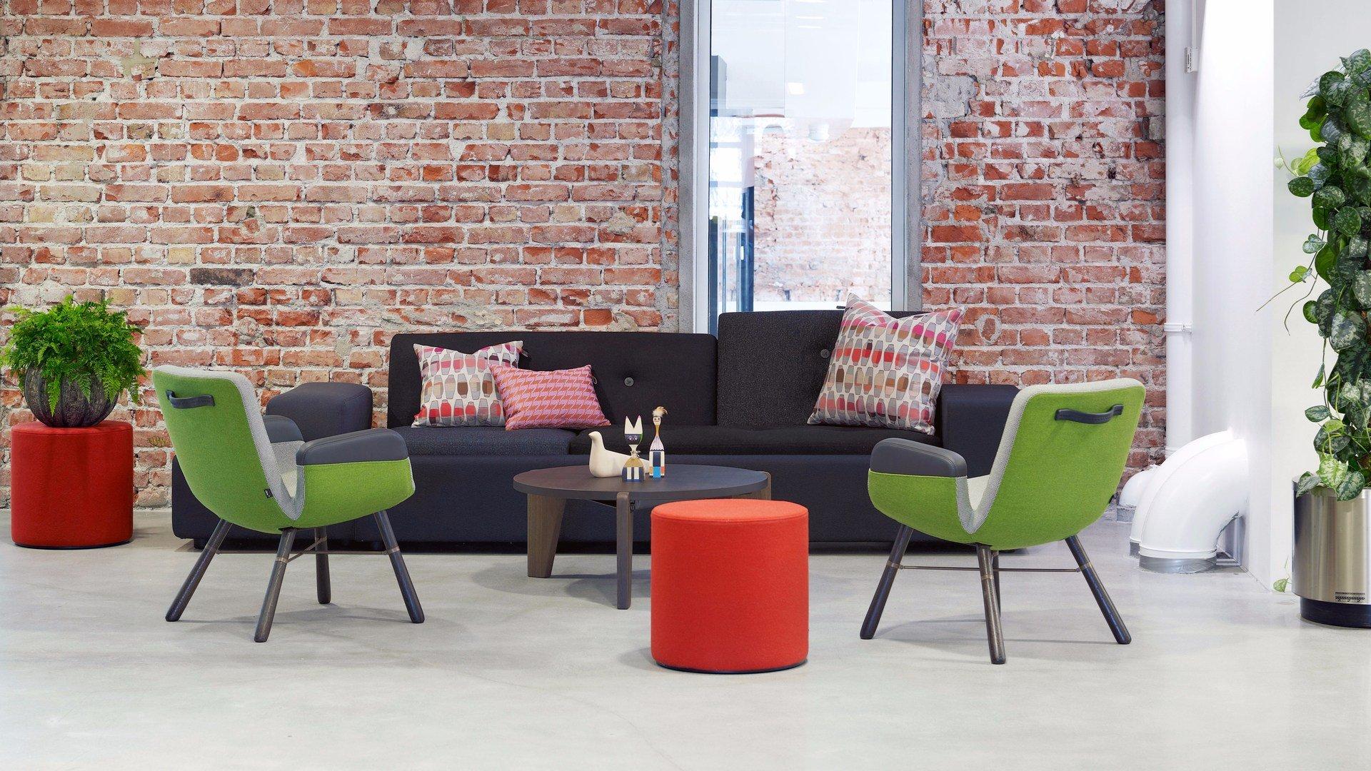 VISIONA Round fabric pouf