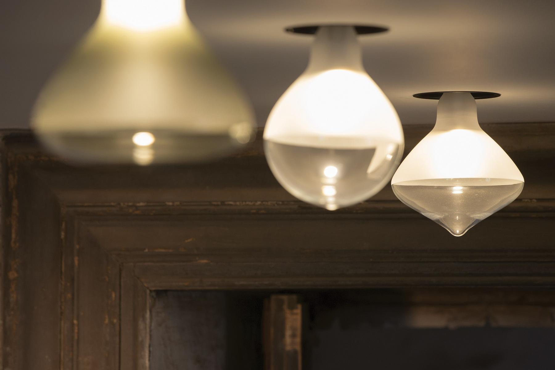 MAKEUP LED satin glass ceiling lamp