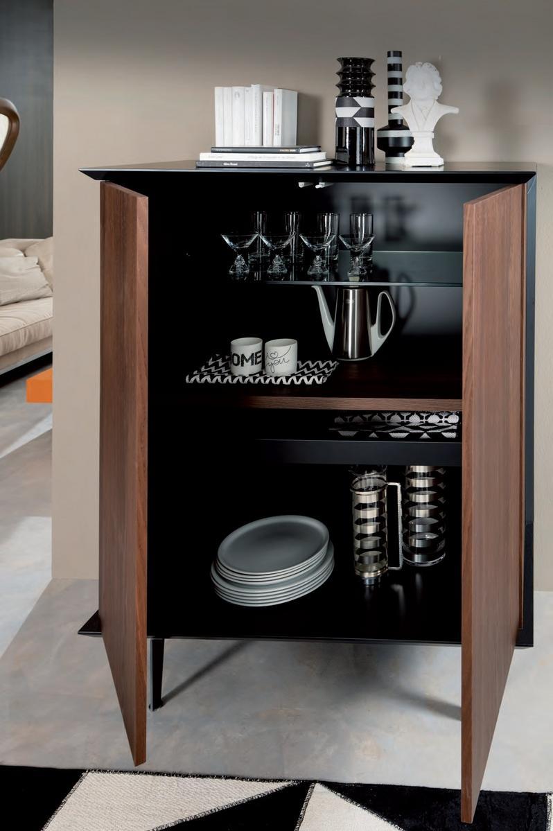 BRERA Wooden highboard with sliding doors