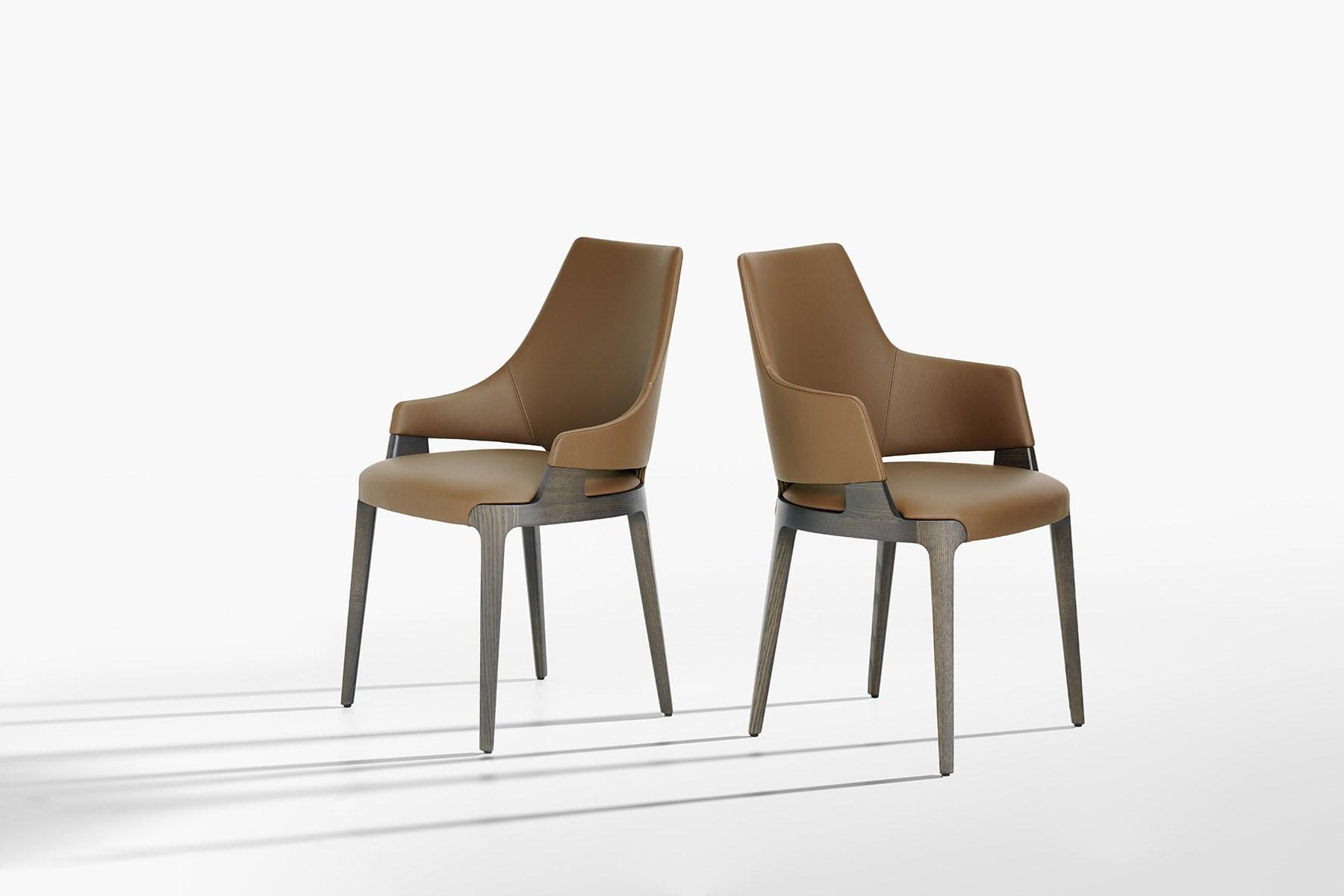 VELIS Upholstered leather chair with armrests