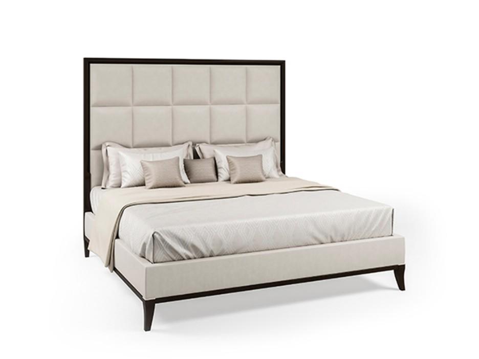 PR.05 Contemporary style fabric double bed with upholstered headboard