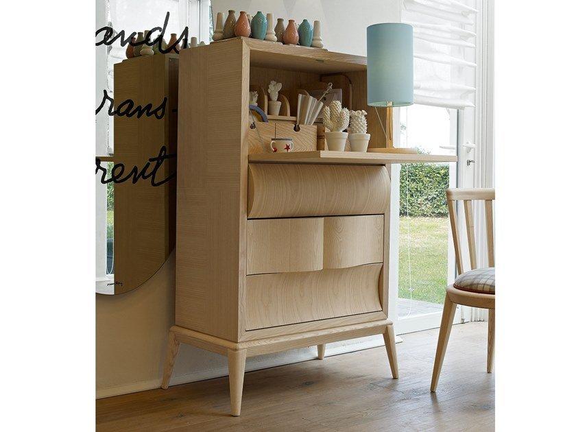 CONTEMPORARY LIVING Wooden highboard with flap doors with drawers