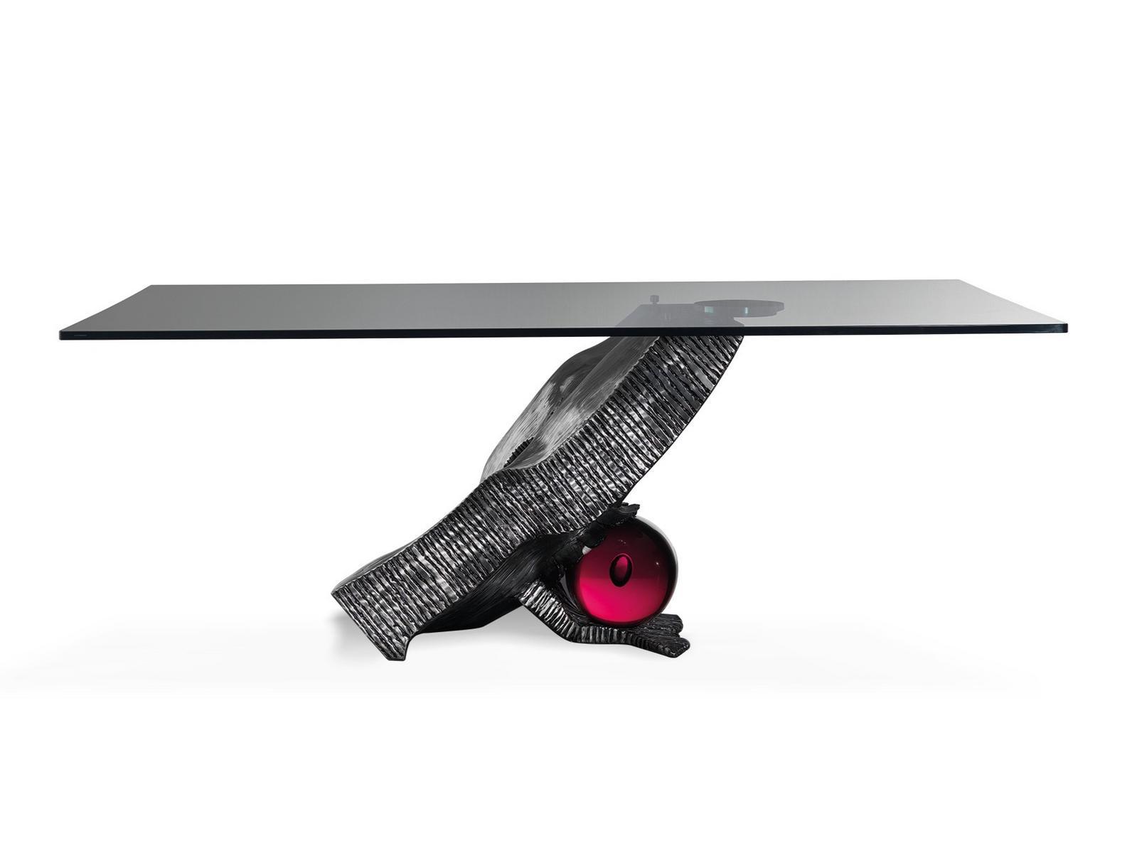 IMPACT Rectangular glass and iron table