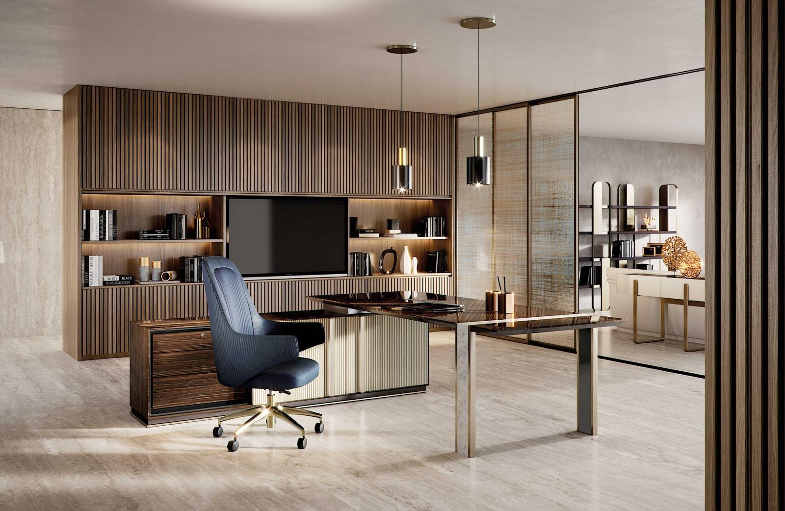 LINCOLN XL Rectangular wooden writing desk with drawers