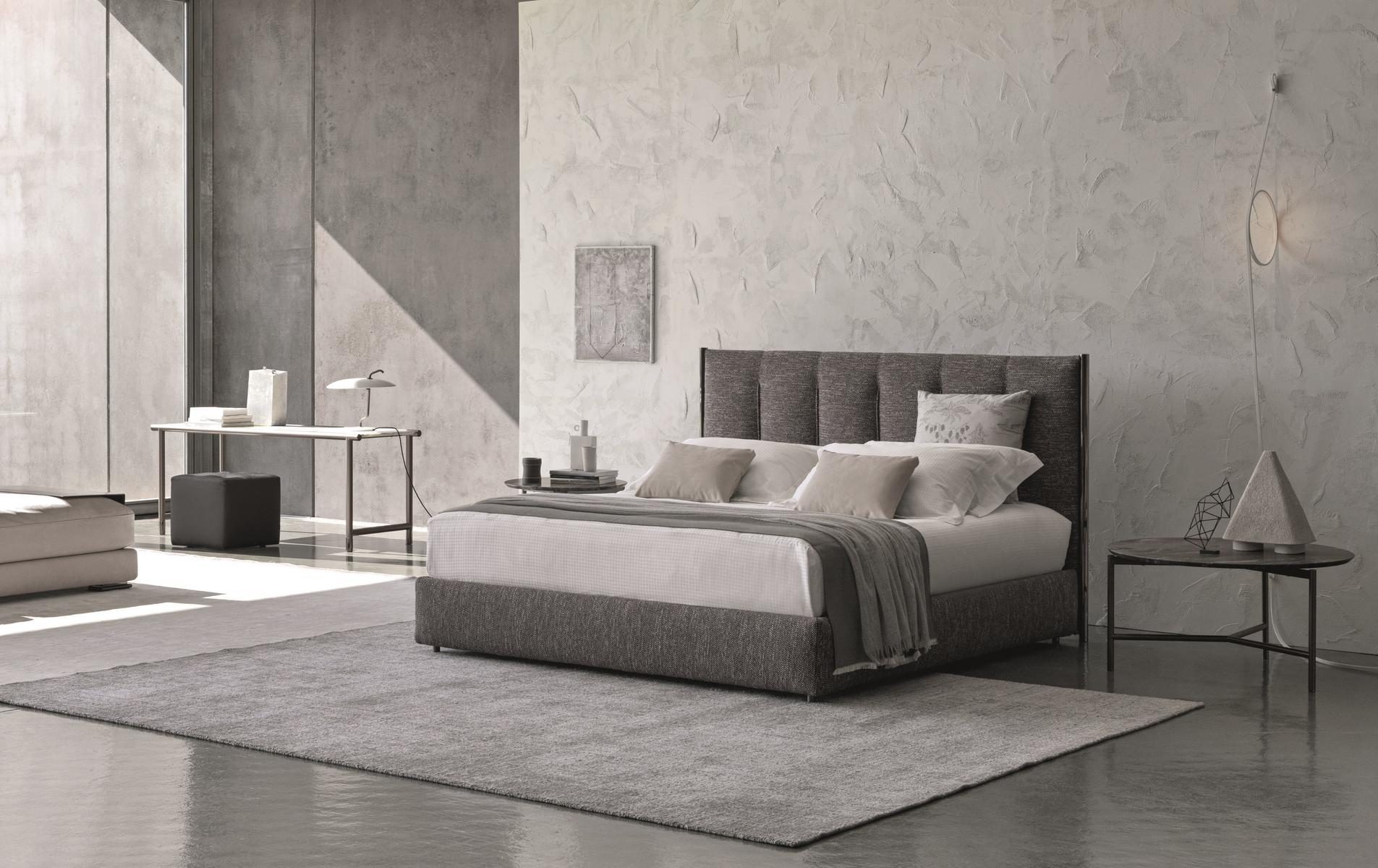 KOI Fabric double bed with high headboard