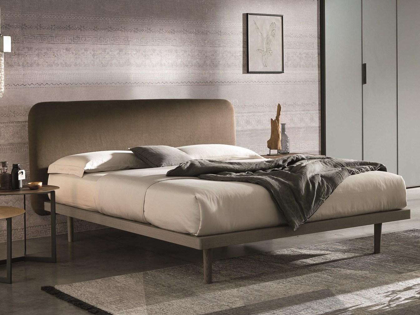 MILLY Ash double bed with upholstered headboard