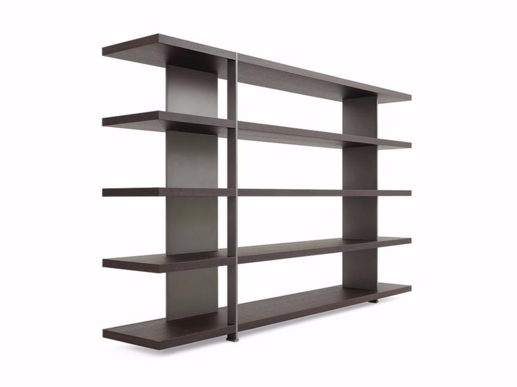 BRISTOL Open double-sided wood veneer bookcase