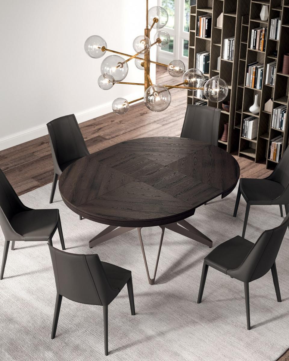 BIG ROUND Extending round steel and wood table