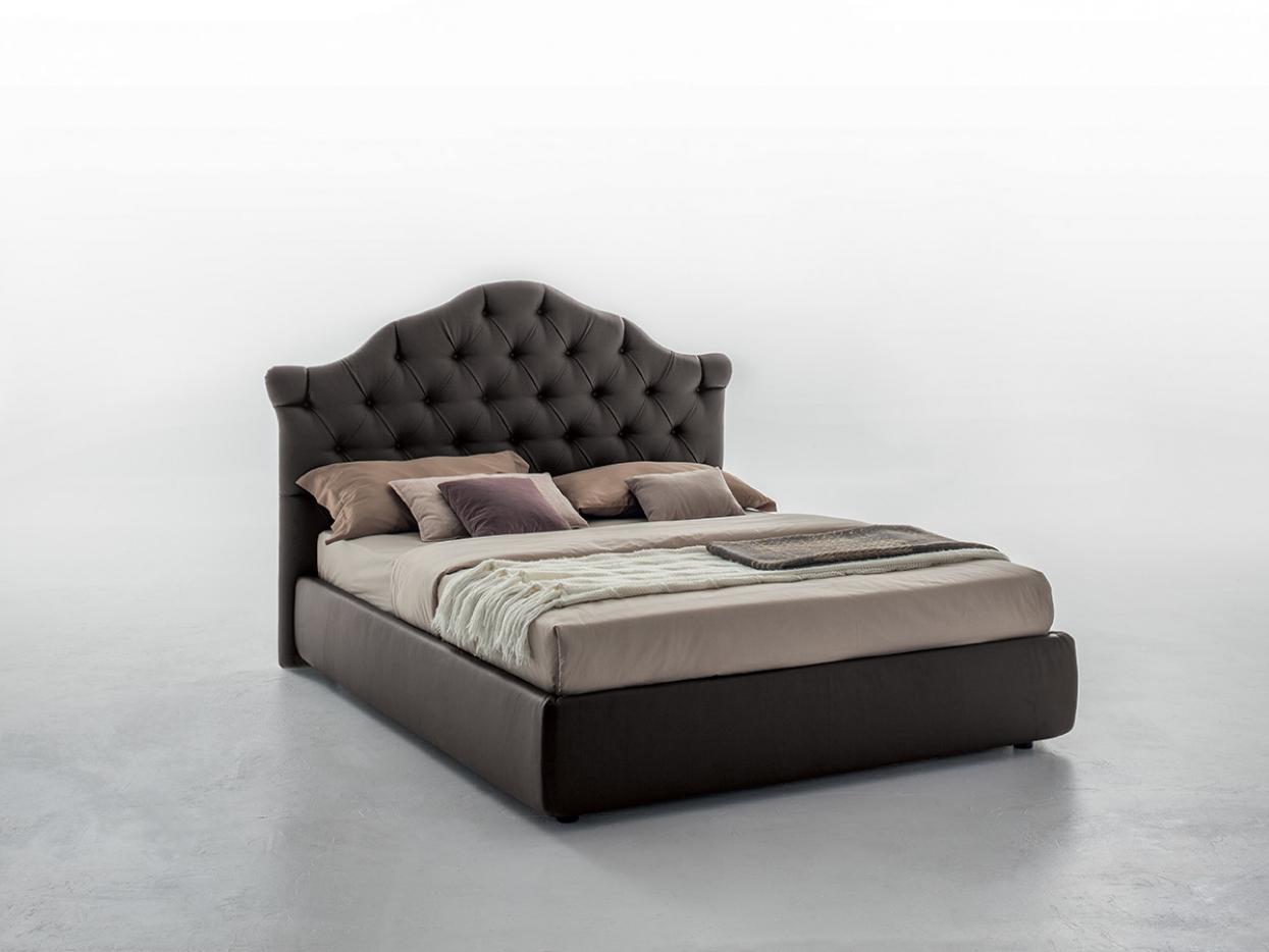 VENEZIANO Leather double bed with tufted headboard