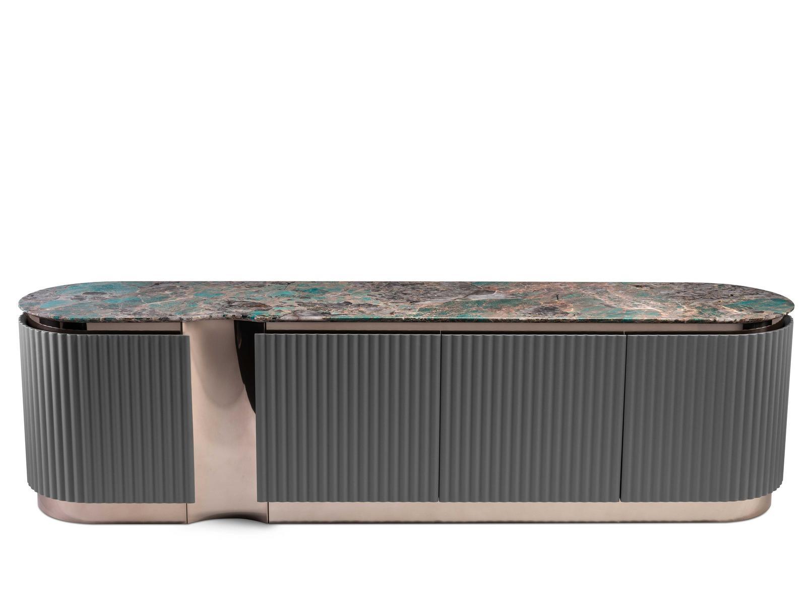 LEONARDO Steel and wood sideboard with doors