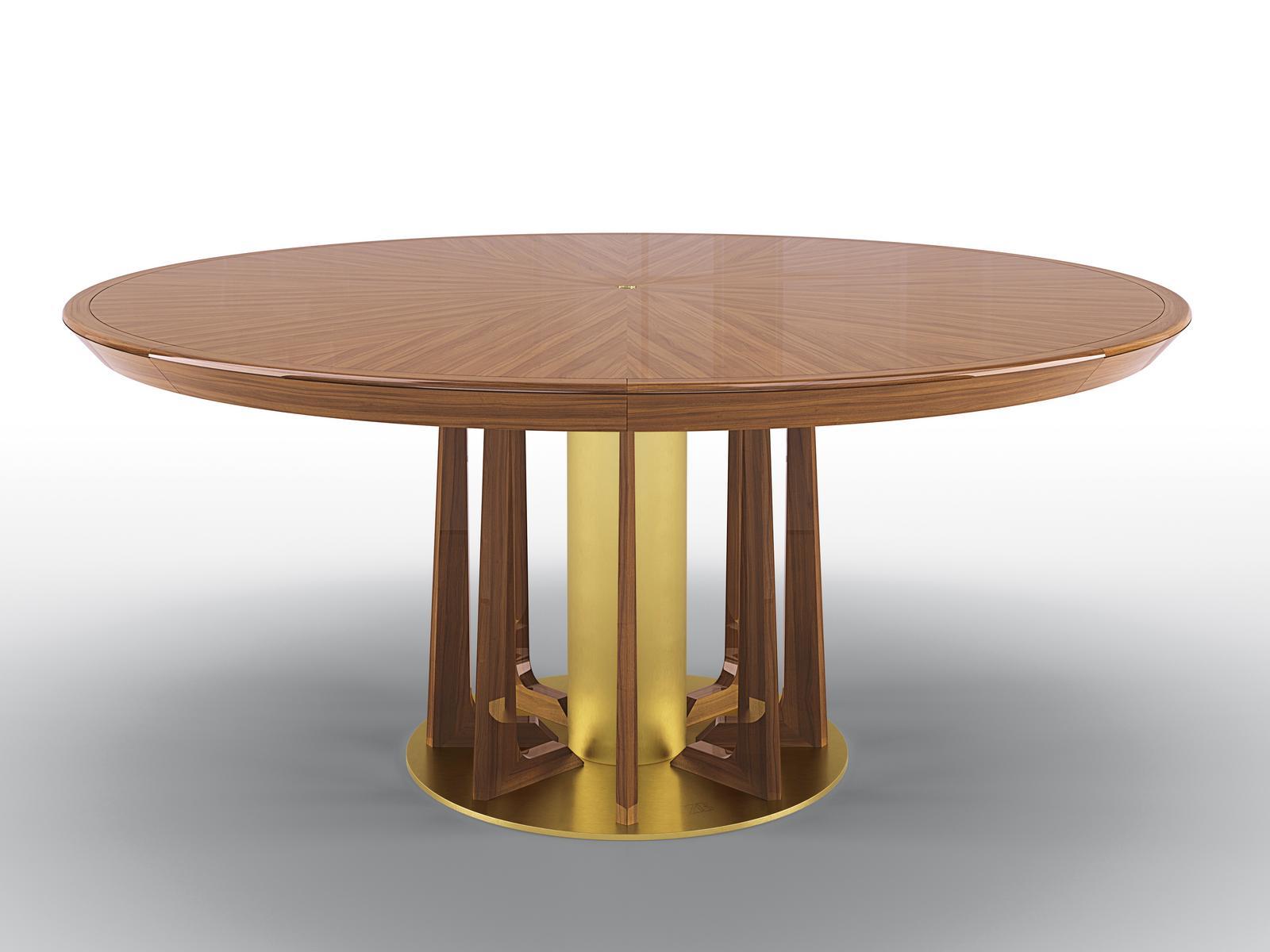 PETRUS Round walnut table with Lazy Susan