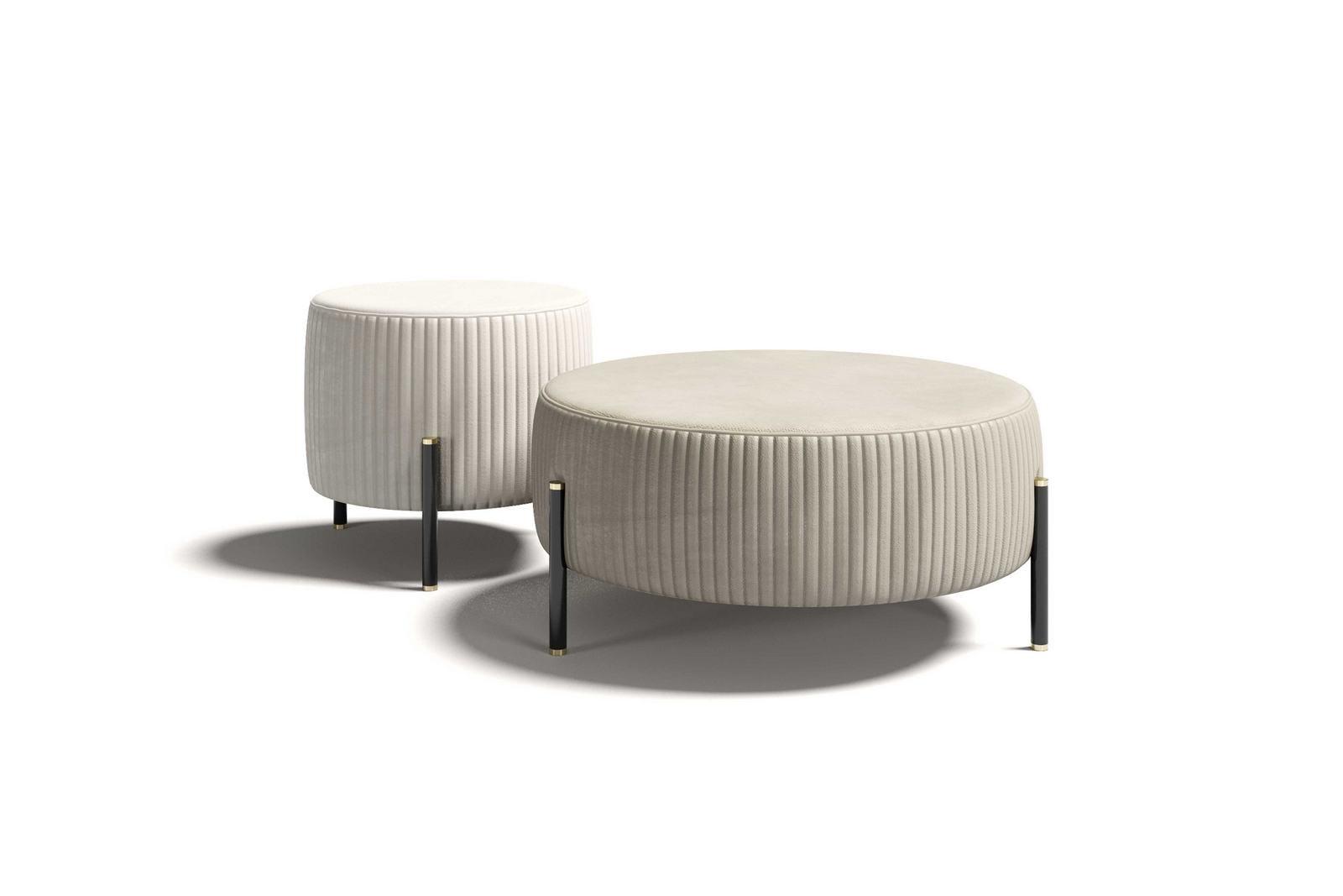 TOULOUSE .90 Upholstered round fabric pouf