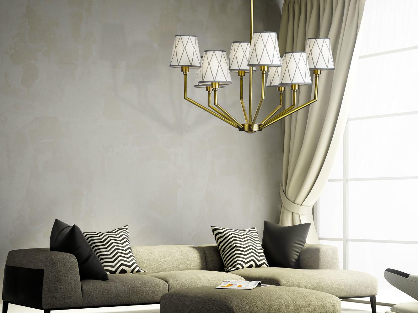 EPOQUE 555/8 Antique brass finish chandelier with shades