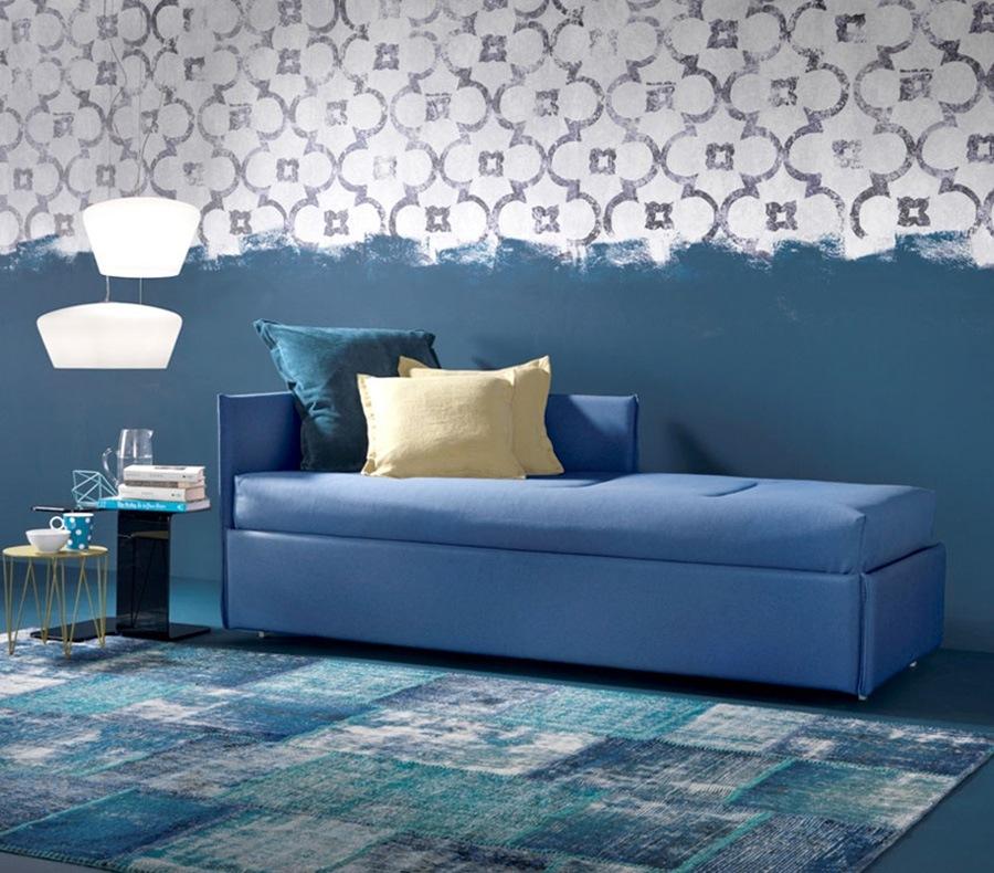 MANHATTAN Fabric bed with upholstered headboard