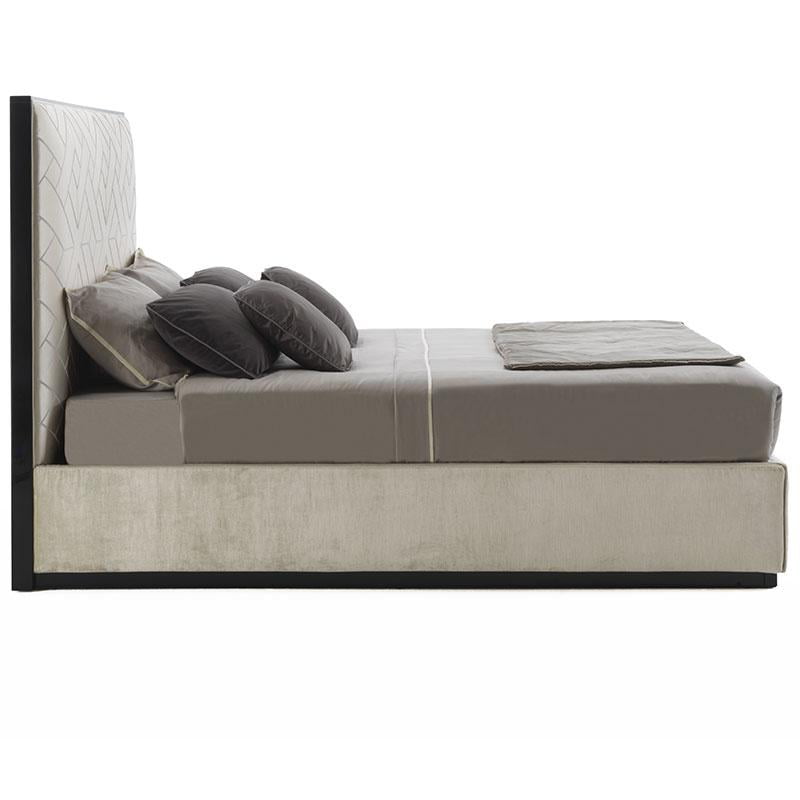 ELLIOT Fabric bed with upholstered headboard