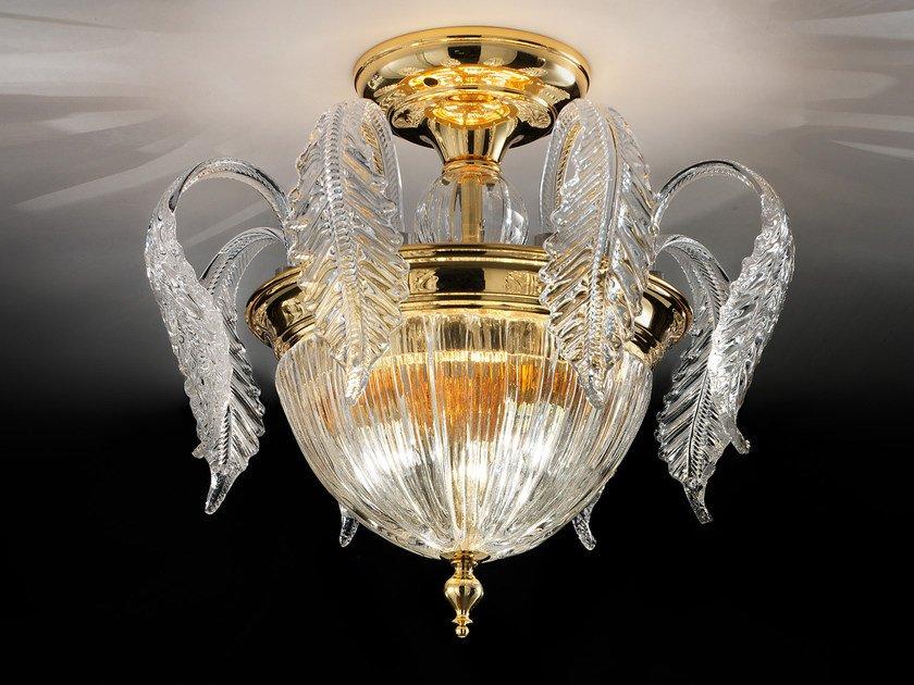 GLASS VE 886 PL3 Incandescent blown glass ceiling lamp with crystals