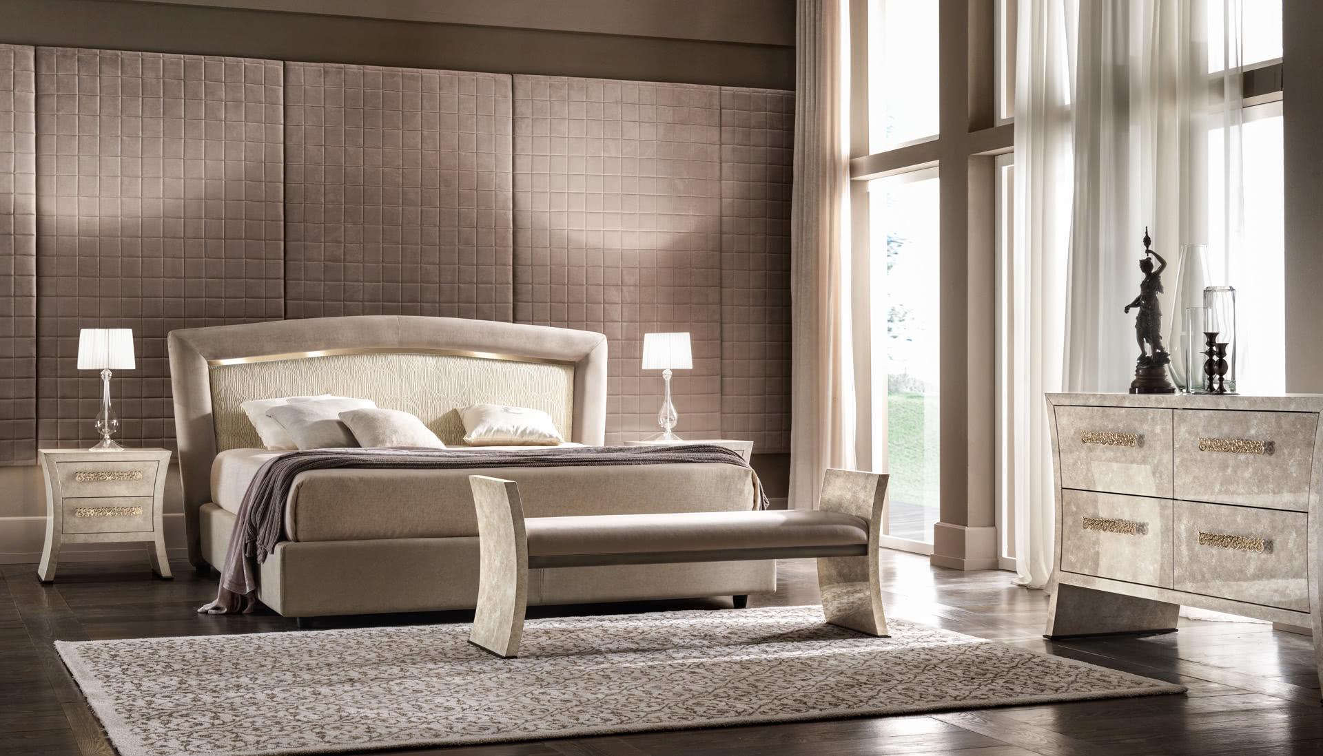 PORTOFINO Upholstered Eco-leather bed with high headboard