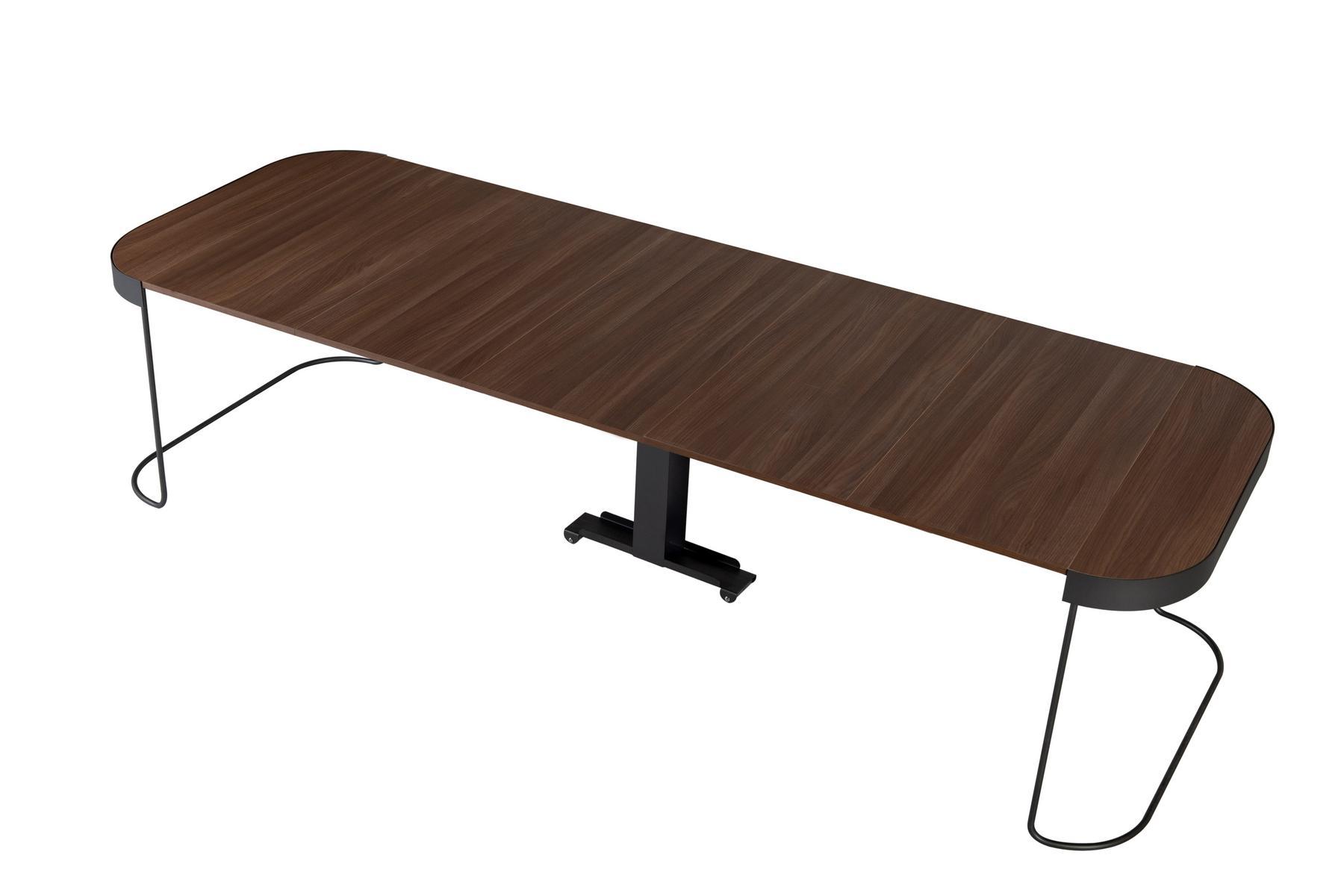 CORA Extendable oval console in walnut and steel base