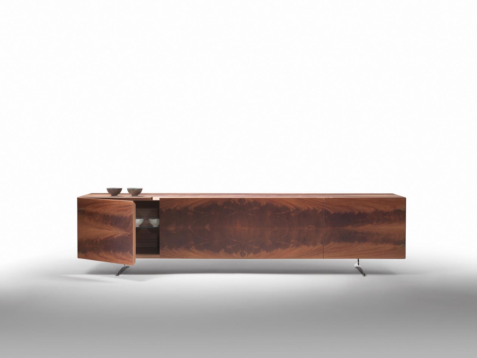 PIUMA Low mahogany TV cabinet with drawers