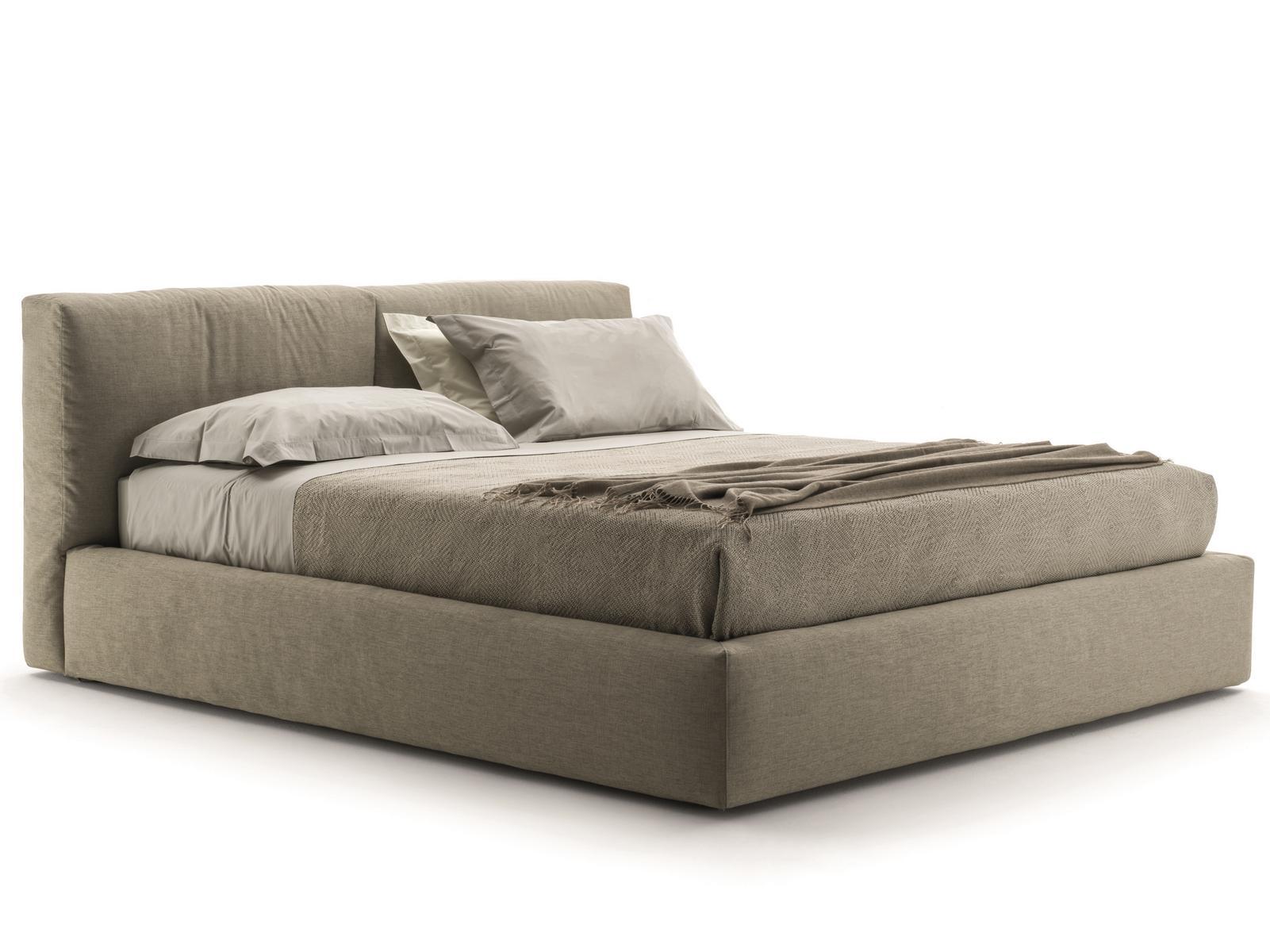 COOPER Fabric bed with removable cover with upholstered headboard