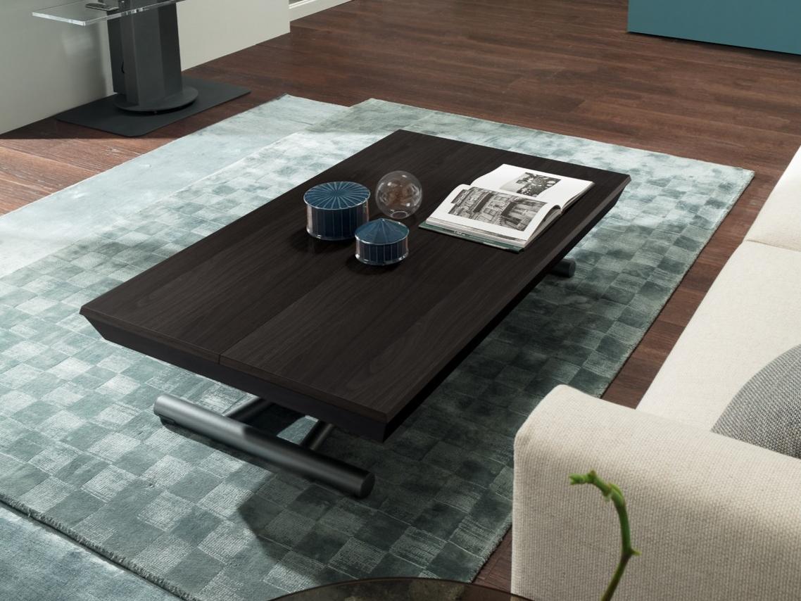 LEONARDO Height-adjustable extending wooden coffee table