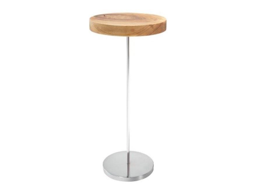 CHANTERELLE Round walnut high side table