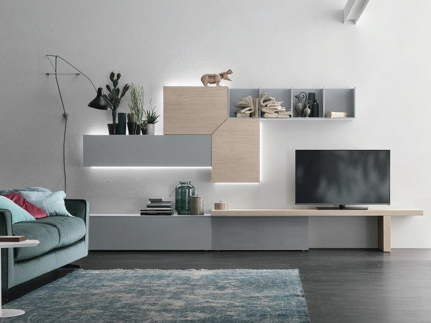 UNIT A110 Sectional storage wall with integrated lighting