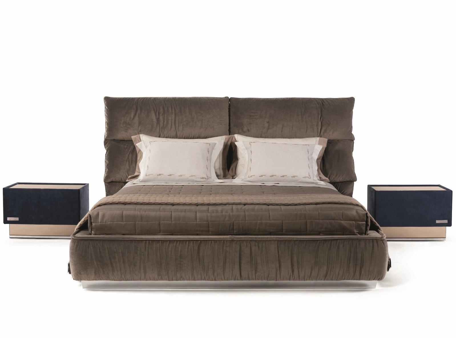 PALAU Fabric double bed with upholstered headboard