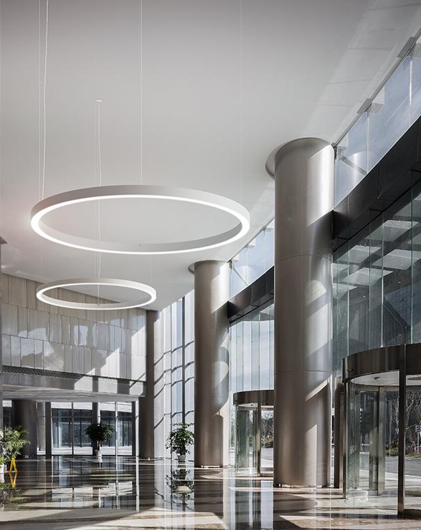 GOLDEN RING Direct-indirect light aluminium pendant lamp
