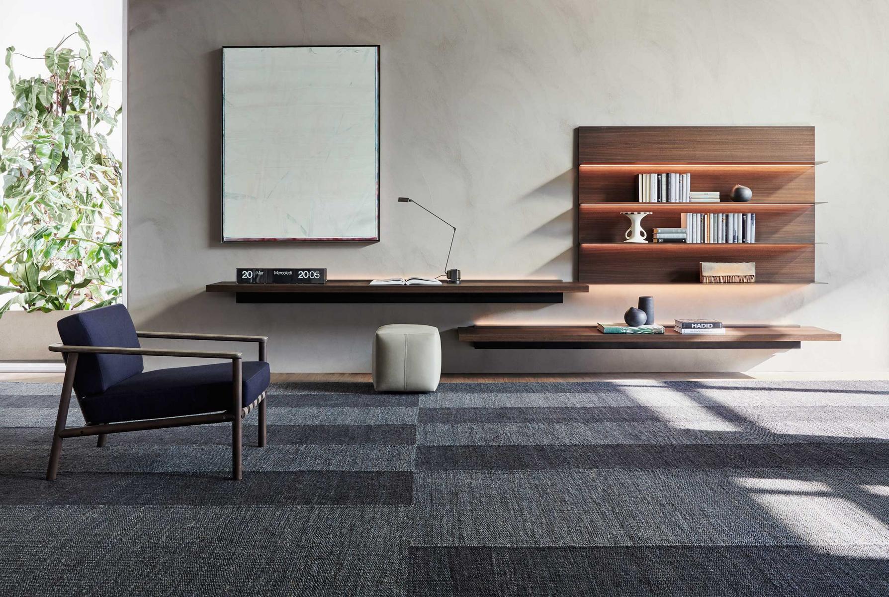 PASS-WORD EVOLUTION Sectional wooden storage wall with integrated lighting
