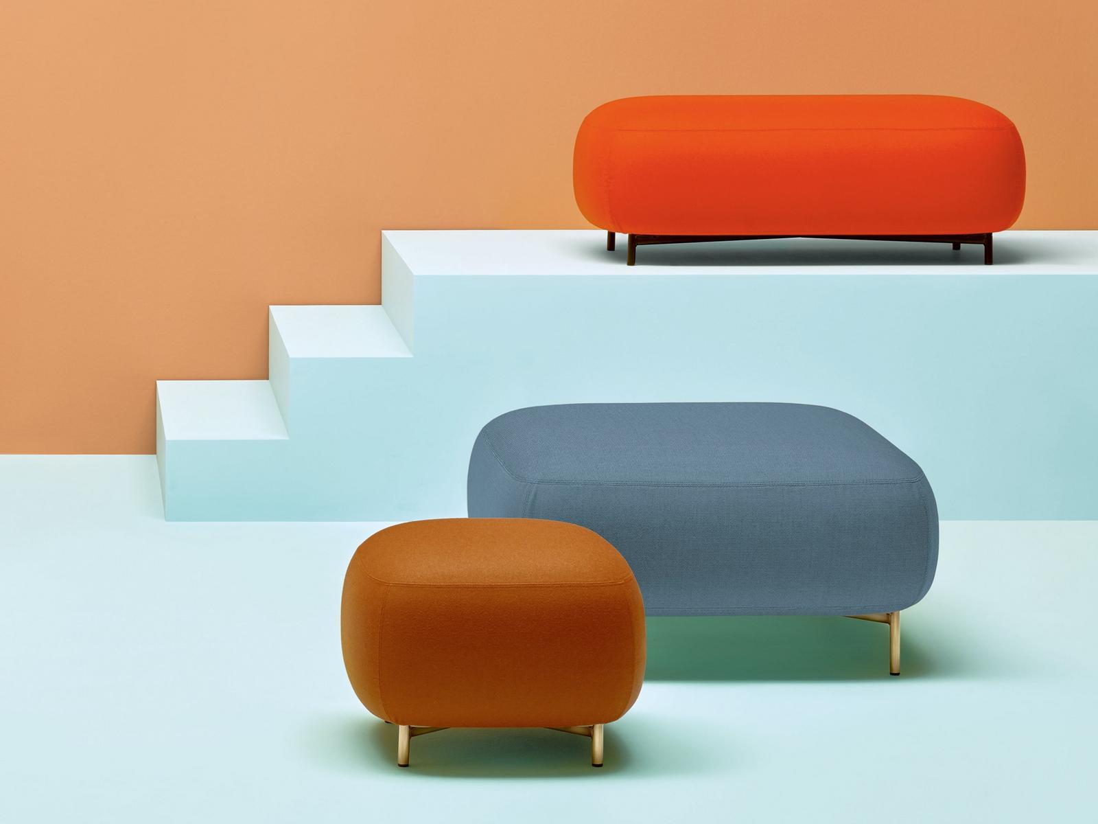 BUDDY 210 Upholstered square fabric pouf