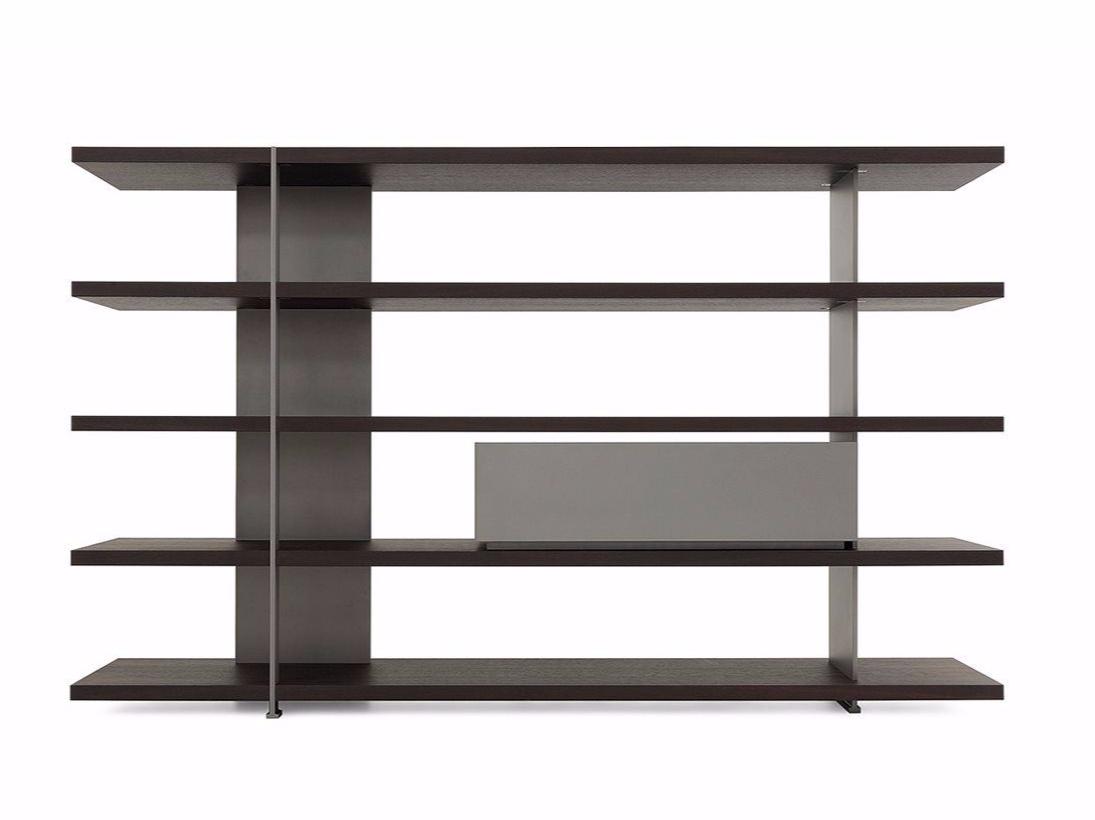 BRISTOL Open double-sided wood veneer bookcase