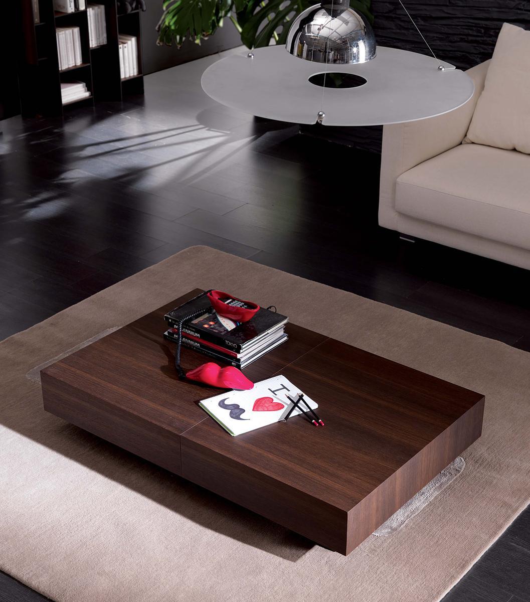 BOX LEGNO Height-adjustable wooden coffee table for living room