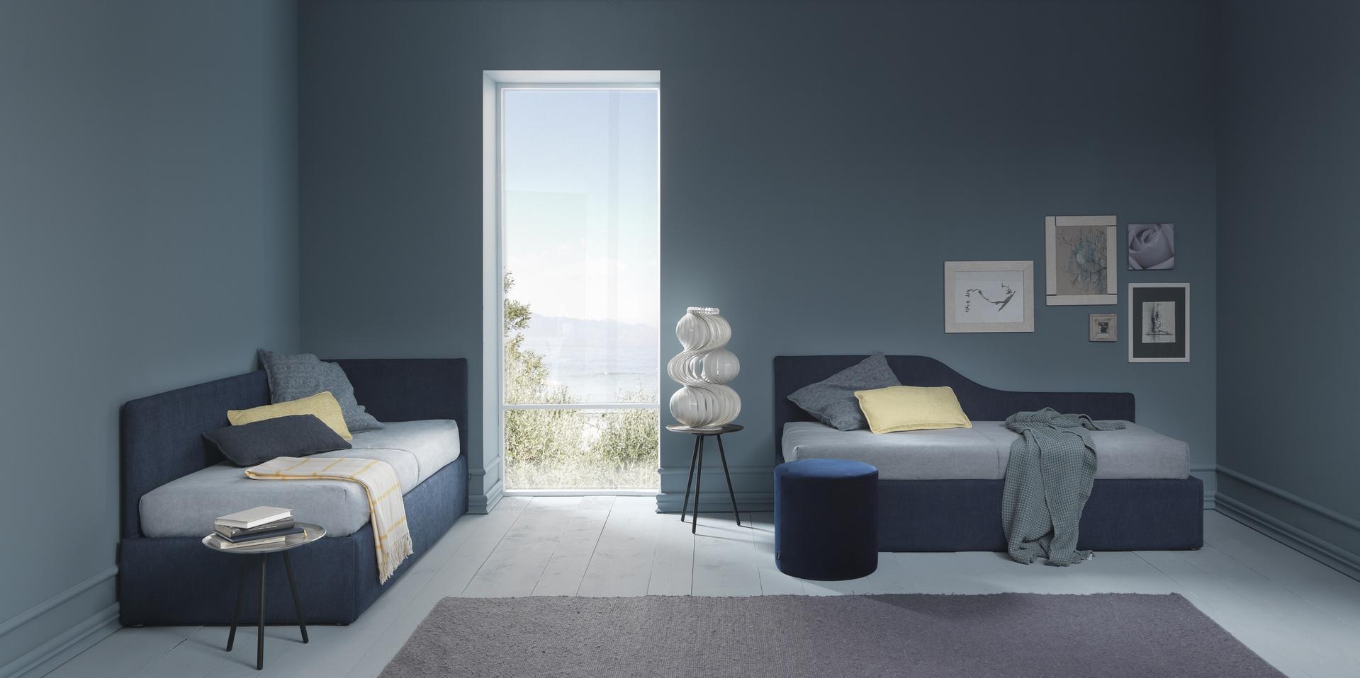 LINE 04 Single bed with upholstered headboard