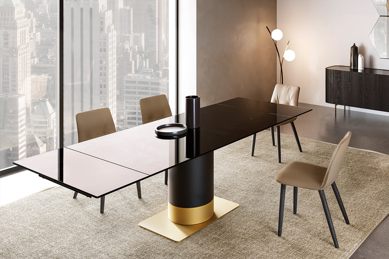 CILINDRO EXTENDABLE GLASS Rectangular glass table