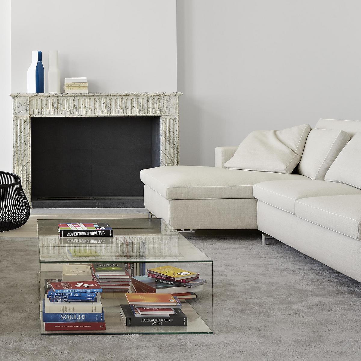 SALDO Low rectangular glass coffee table