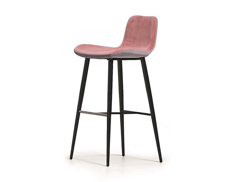 DALIA H65 / H75 Q High upholstered fabric stool with back