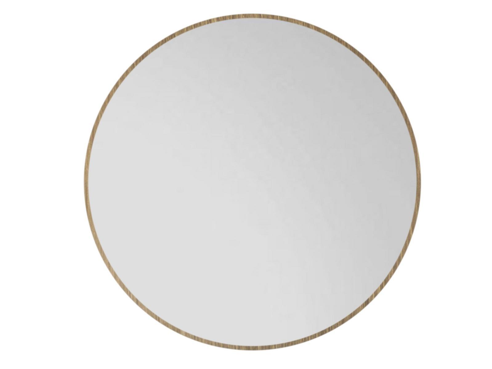 TRILOGY T Round framed leather mirror