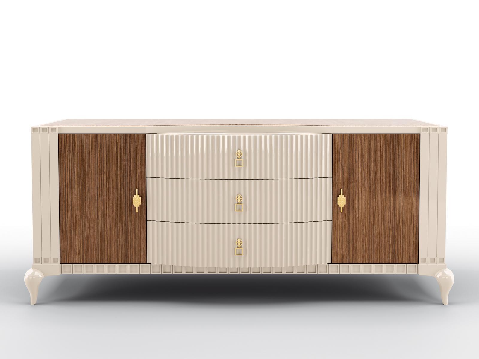 DUKE Solid wood sideboard and marble top