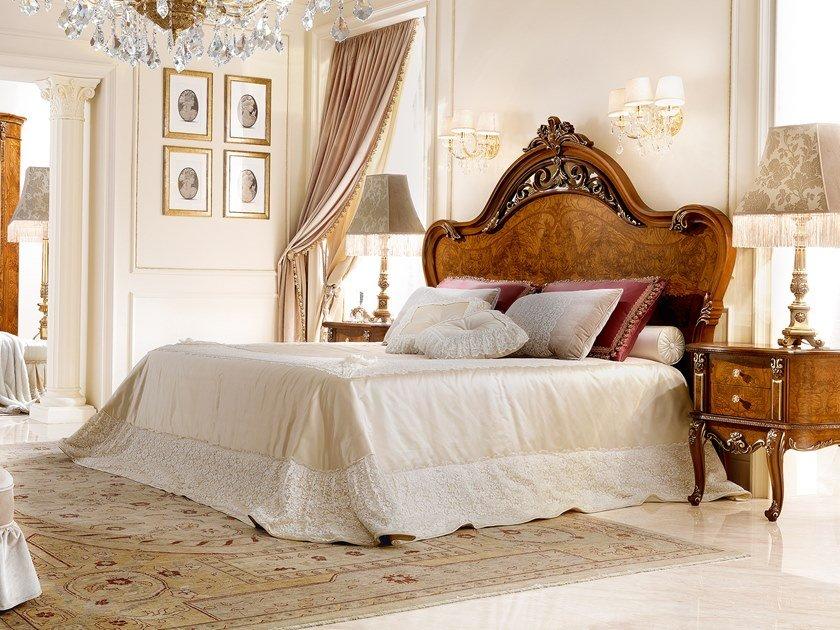 DAVID Wooden double bed with high headboard