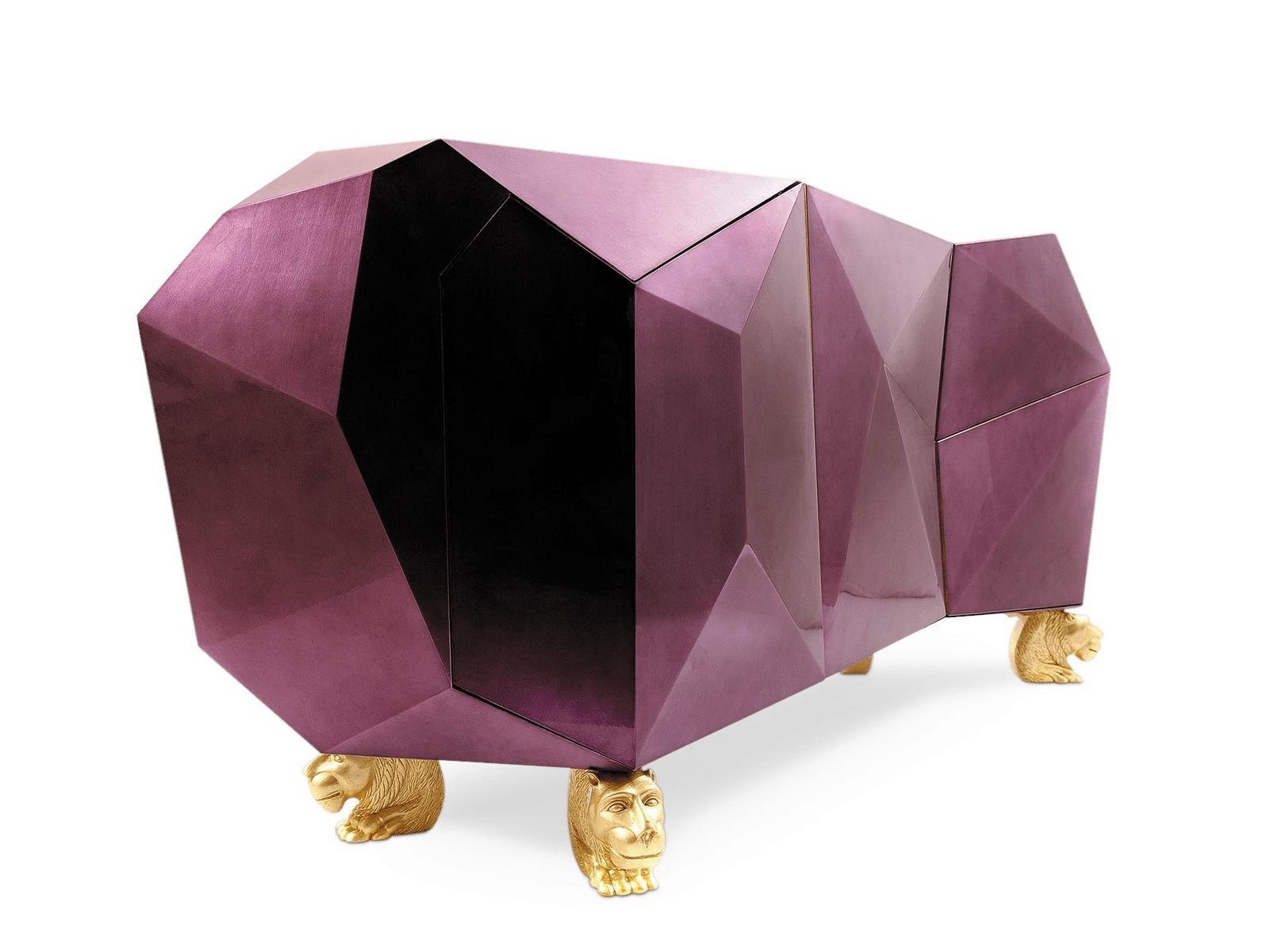 DIAMOND AMETHYST Wooden sideboard with doors
