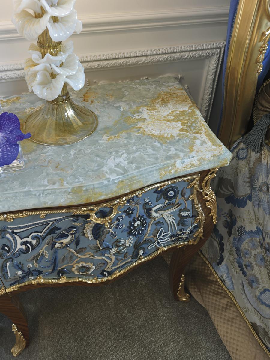 3690 Rounded wooden bedside table with drawers