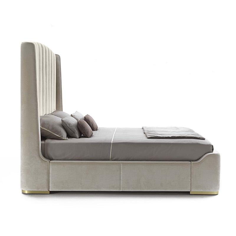 ZAFFIRO Leather bed with upholstered headboard