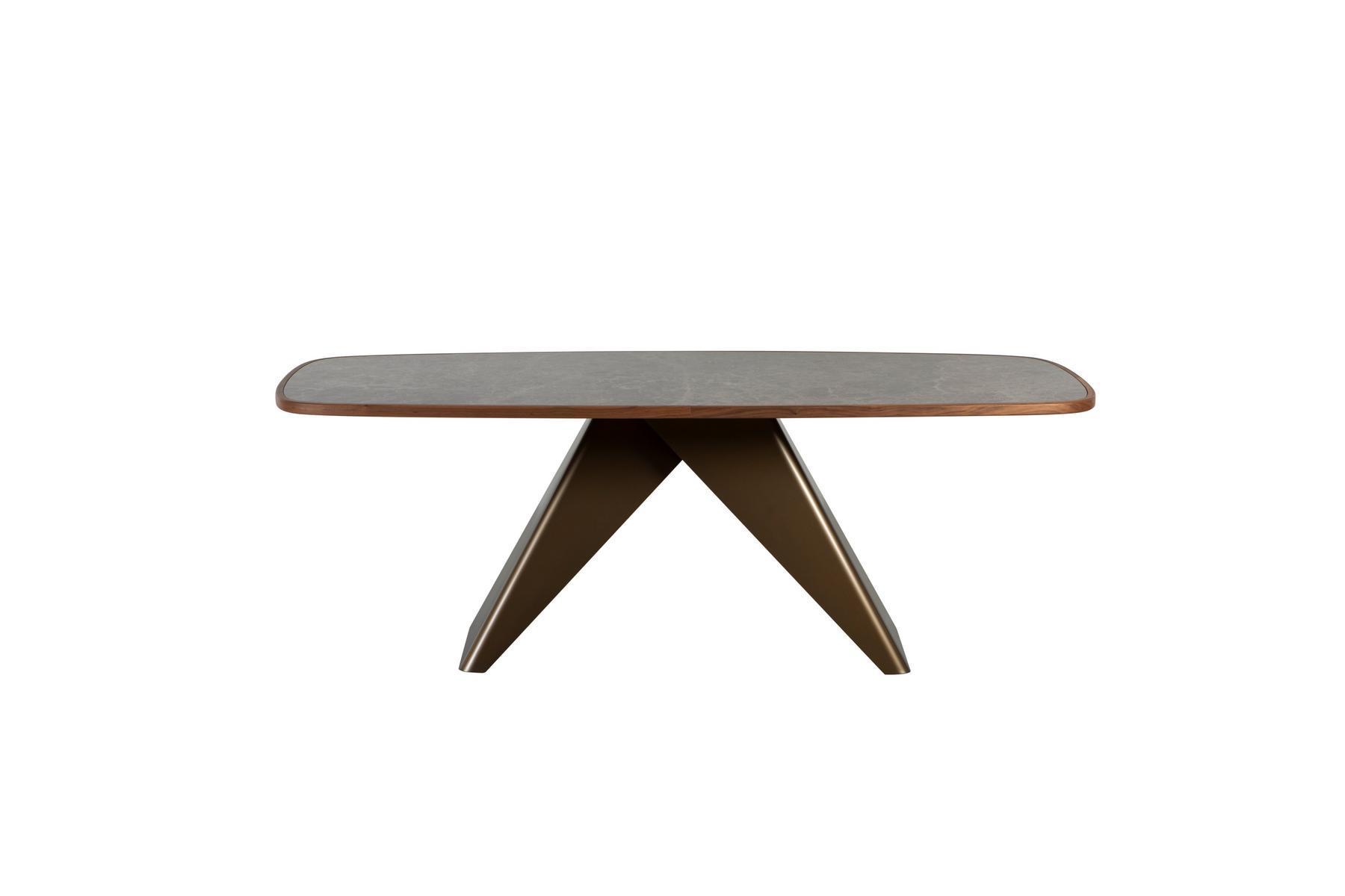 MAITRE Rectangular table in porcelain stoneware and steel base
