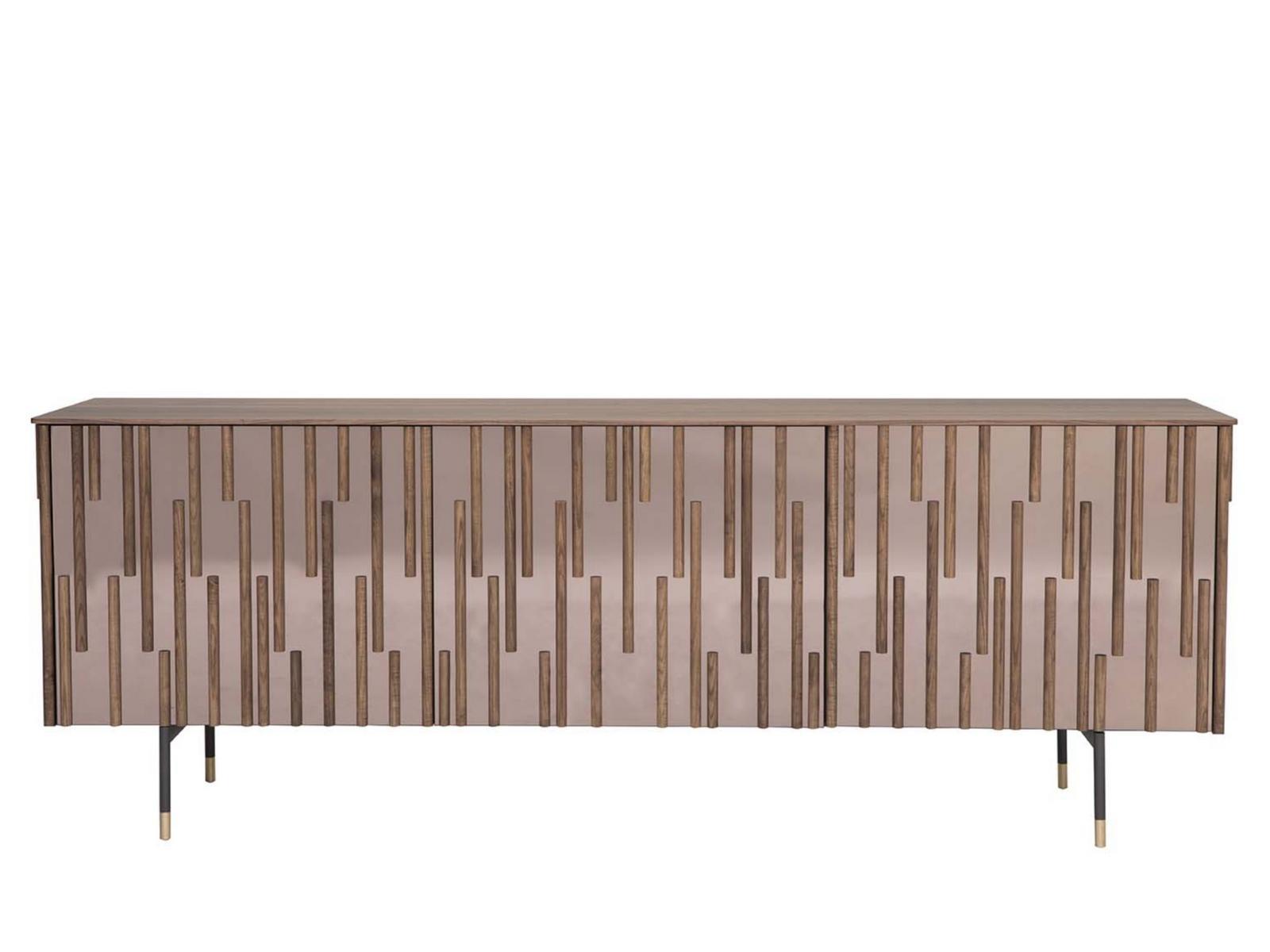 DROPS Wood and glass sideboard with doors