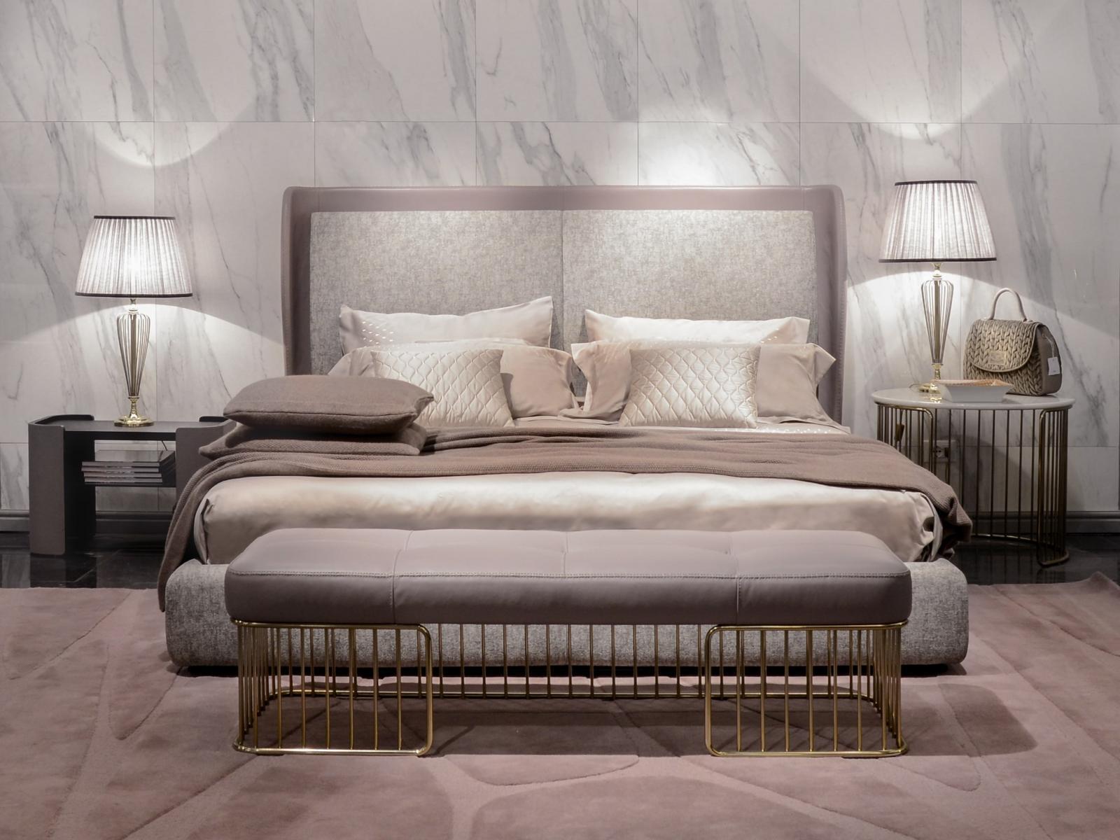 LOUISIANA Upholstered fabric double bed